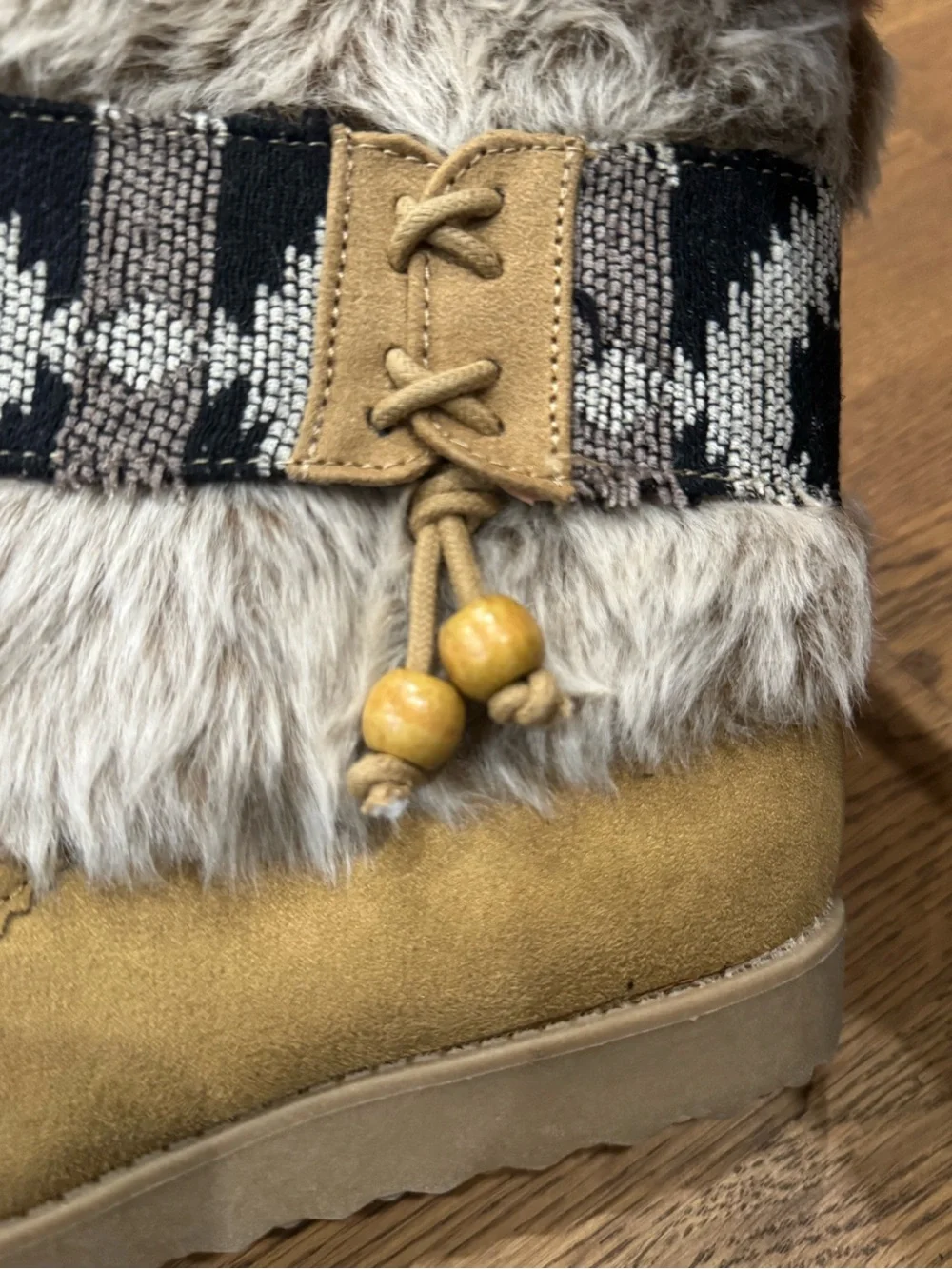 Jellypop Faux Fur Trim Tan Winter Ankle Boots